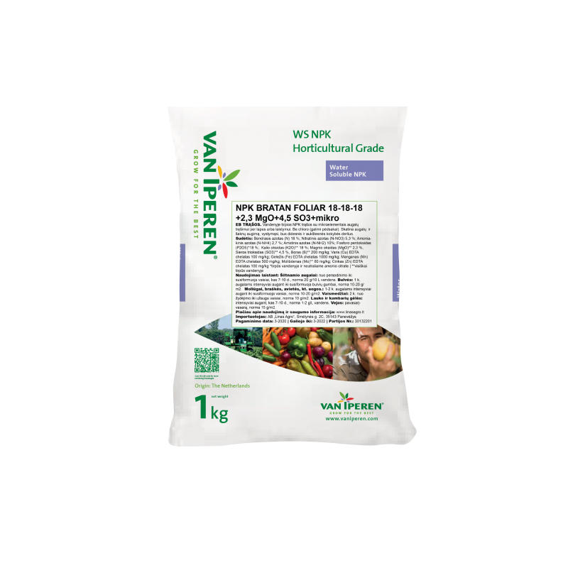 Trąšos BRATAN FOLIAR 18-18-18 + 3MgO + mikro