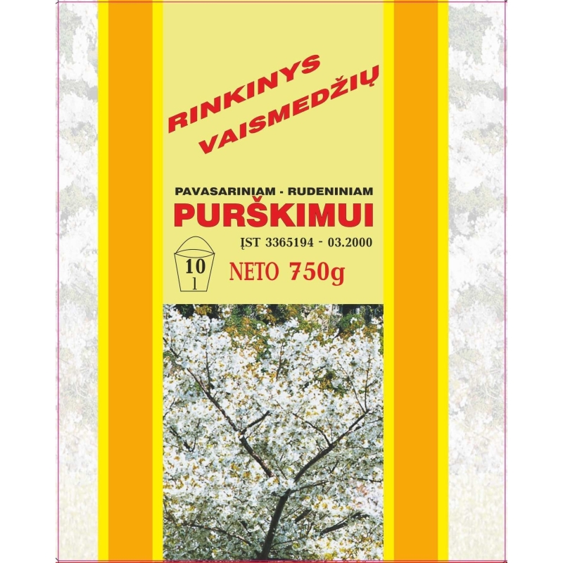RINKINYS VAISMEDŽIŲ PAVASARINIAM-RUDENINIAM PURŠKIMUI, 750G RINKINYS VAISMEDŽIŲ PAVASARINIAM-RUDENINIAM PURŠKIMUI, 750G